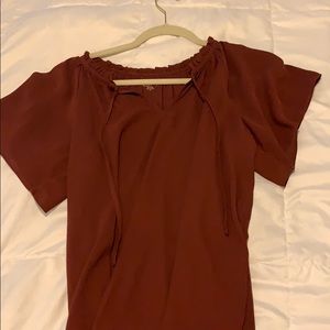 LOFT maroon sheer blouse